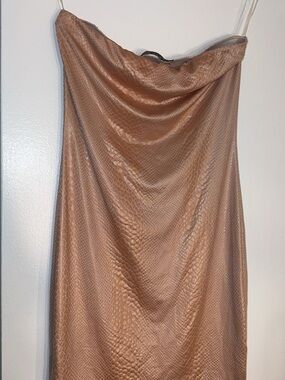 AKIRA Metallic Nude Slip Dress